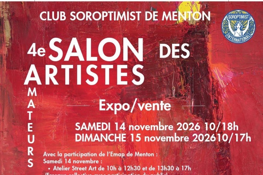 Le club Soroptimist de Menton a le plaisir de vous présenter le 4ème salon des artistes amateurs